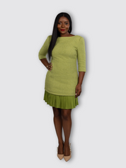 Tweed Mini Dress (Olive)