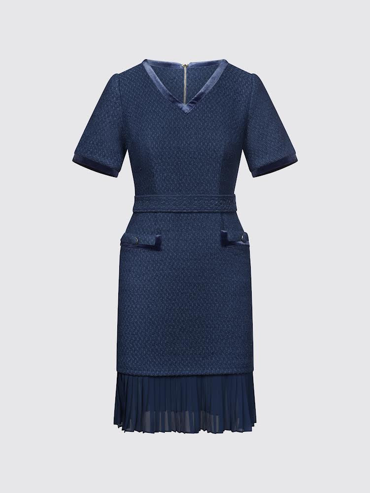 Classic Tweed Dress (Denim)