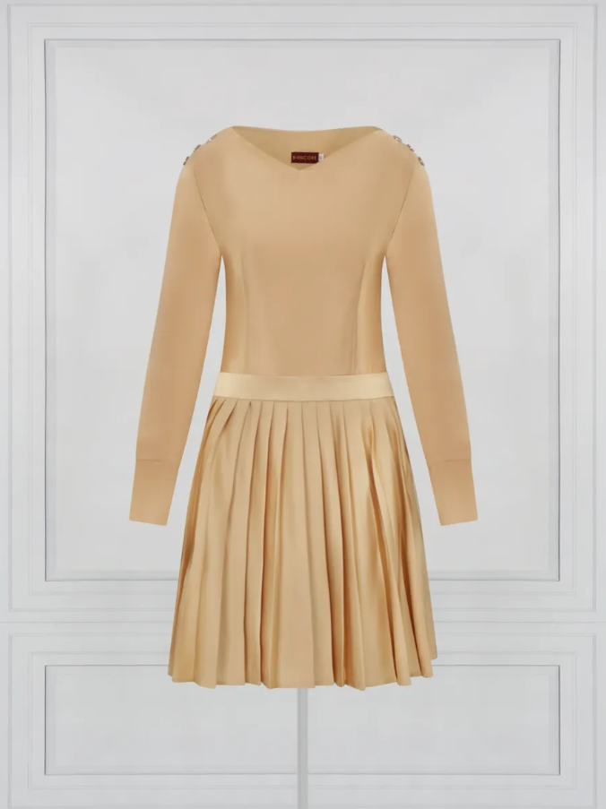 Ombré Pleated Dress (Gold)