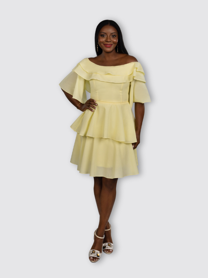 Layered Tea Dress (Lemon) Mini