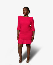 Tweed Mini Dress (Fuchsia)