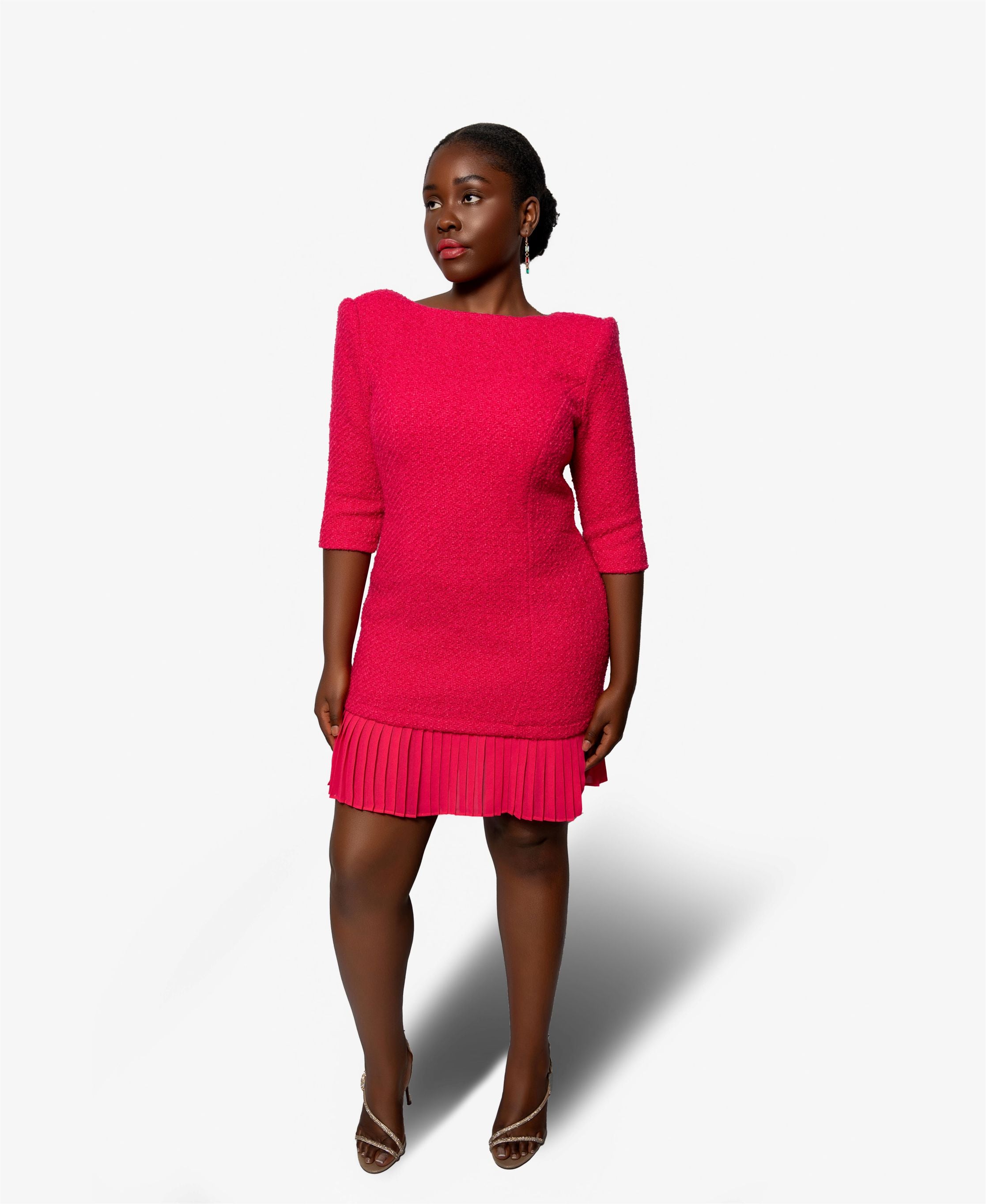 Tweed Mini Dress (Fuchsia)